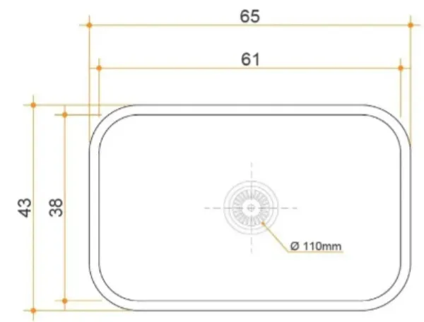 Plano técnico 1 de bacha de cocina de acero inoxidable Lav 600