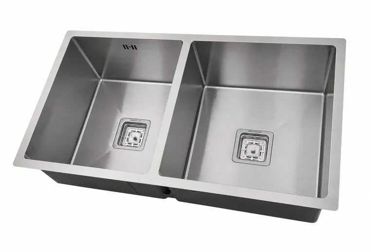bacha de cocina de acero inoxidable L doble